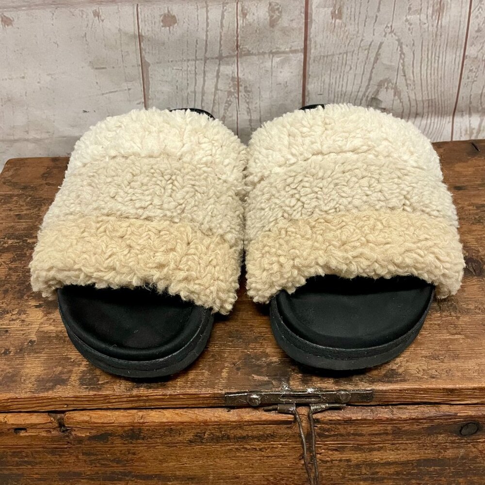 Roam Fuzzy Stripe Stack Flatform Slide Sandals - image 4